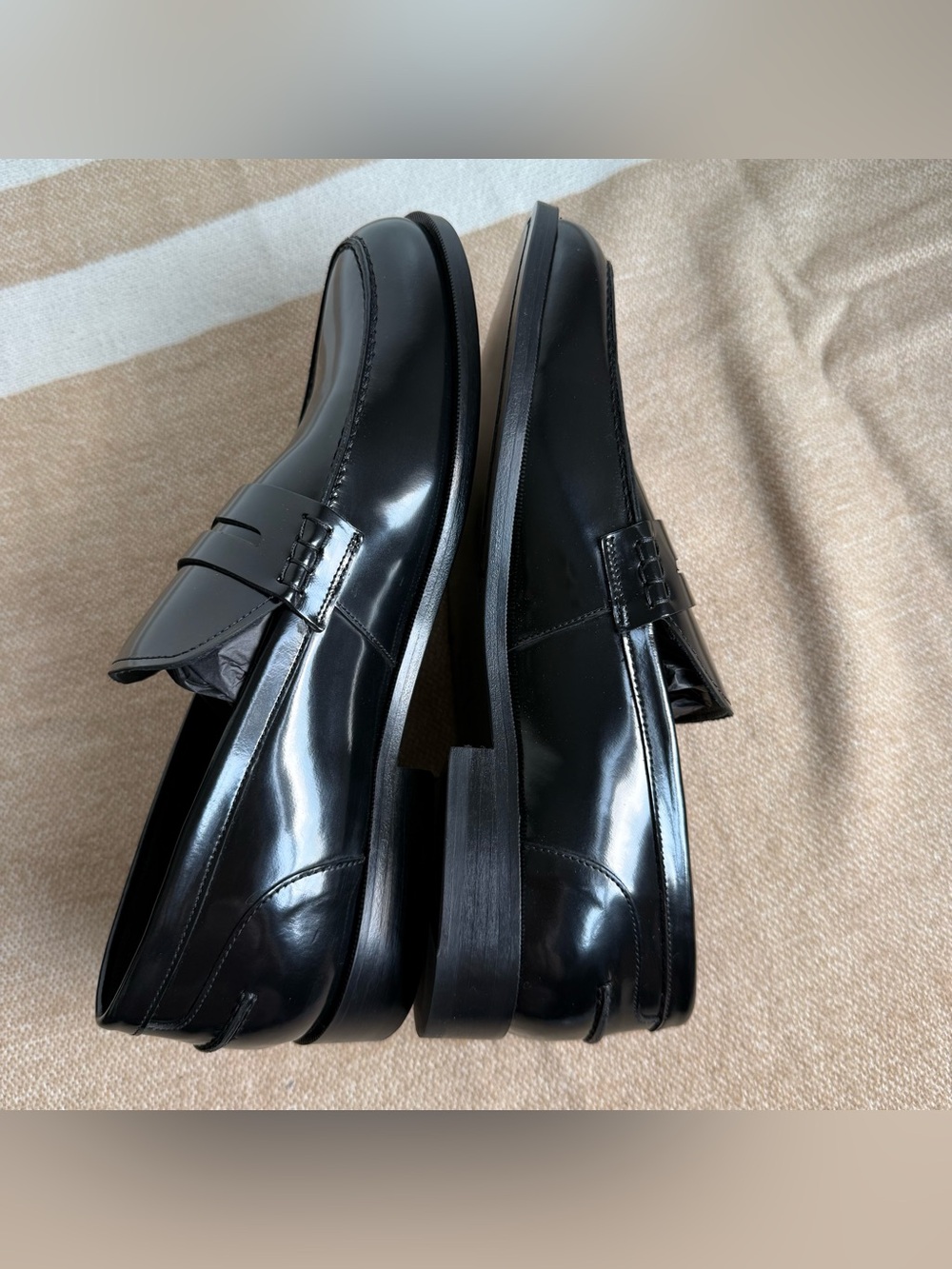 The Kooples Black Glossy Smooth Leather Penny Loafers Size US 10- EU 43 - Picture 6 of 10